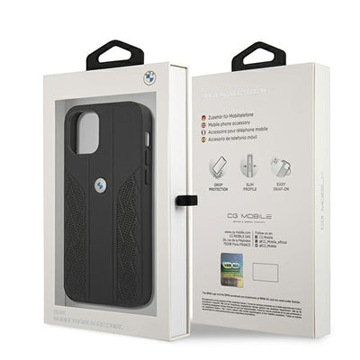 BMW Leather Curve Perforate Case for iPhone 12 Pro Max - Black