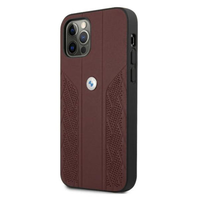 BMW Leather Curve Perforate Case for iPhone 12 / iPhone 12 Pro - Red