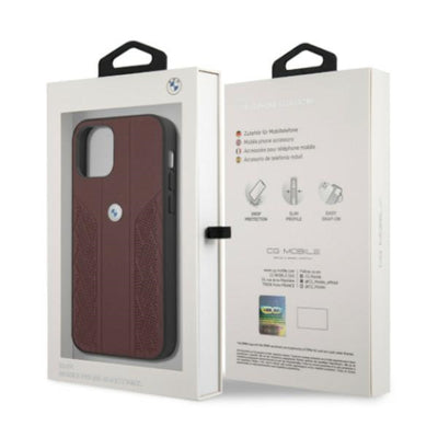 BMW Leather Curve Perforate Case for iPhone 12 / iPhone 12 Pro - Red