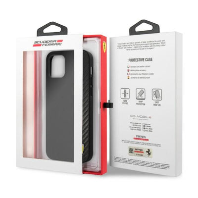 Ferrari FESAXHCP12LBK iPhone 12 Pro Max 6.7&quot; black/black hardcase On Track Carbon Stripe