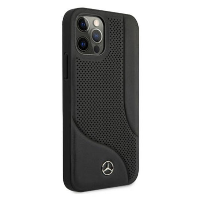 Mercedes Leather Perforated Area Case for iPhone 12 Pro Max - Black