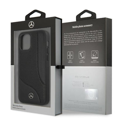 Mercedes Leather Perforated Area Case for iPhone 12 Pro Max - Black