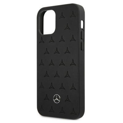 Mercedes Leather Stars Pattern Case for iPhone 12 Pro Max - Black