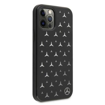 Mercedes Silver Stars Pattern Case for iPhone 12 / iPhone 12 Pro - Black