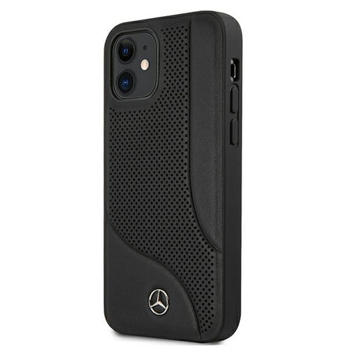Mercedes Leather Perforated Area Case for iPhone 12 mini - Black