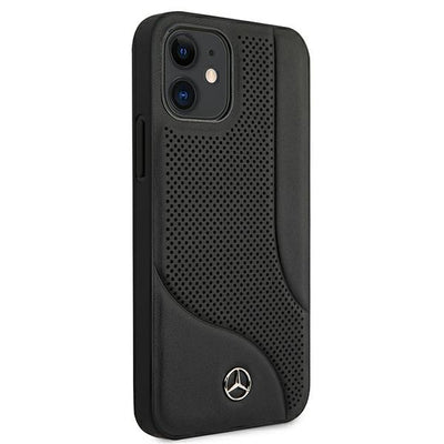 Mercedes Leather Perforated Area Case for iPhone 12 mini - Black