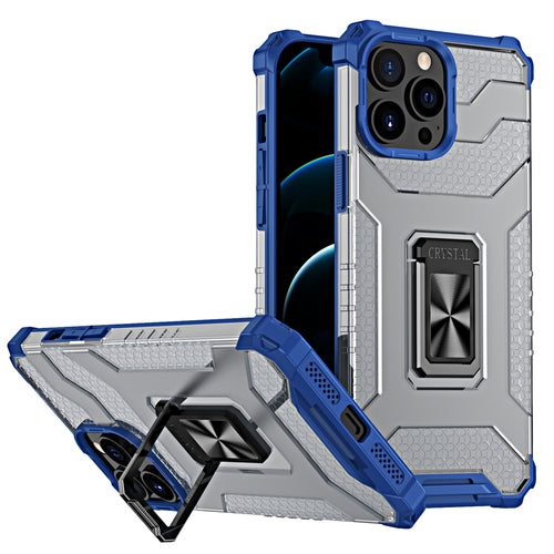 Crystal Ring Case Kickstand Tough Rugged Cover for iPhone 12 Pro blue — Hurtel