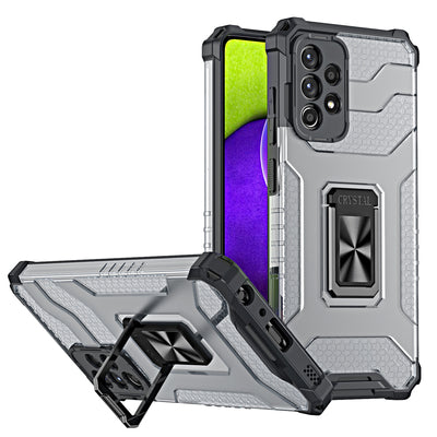 Crystal Ring Case Kickstand Tough Rugged Cover for Samsung Galaxy A72 4G black — Hurtel