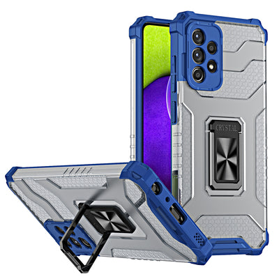 Crystal Ring Case Kickstand Tough Rugged Cover for Samsung Galaxy A72 4G blue — Hurtel