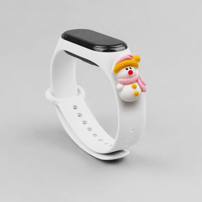 Strap Xmas for Xiaomi Mi Band 3 / 4 Christmas Silicone Strap Bracelet with Snowman - White — Hurtel