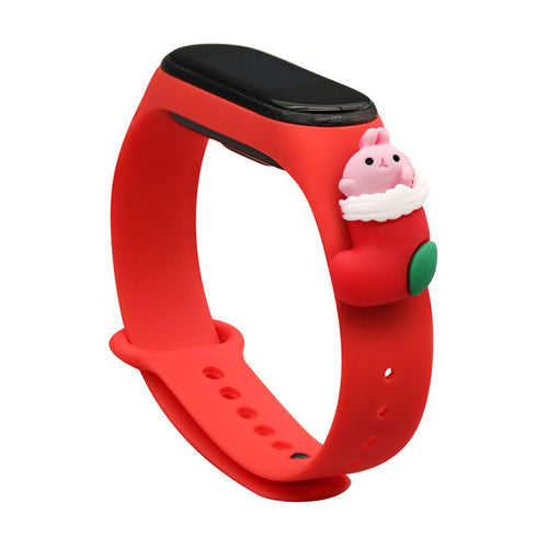 Strap Xmas for Xiaomi Mi Band 3 / 4 Christmas Silicone Strap Bracelet with Sock - Red — Hurtel