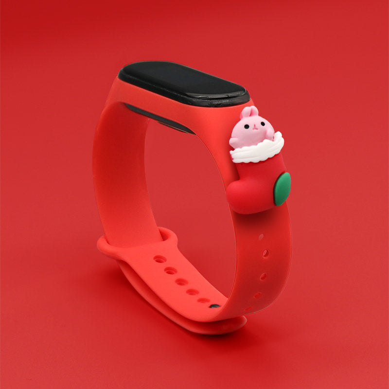 Strap Xmas for Xiaomi Mi Band 3 / 4 Christmas Silicone Strap Bracelet with Sock - Red — Hurtel
