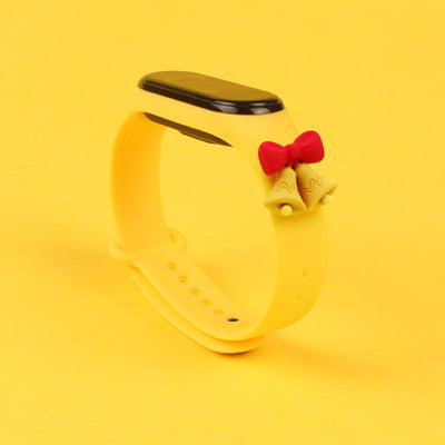 Strap Xmas for Xiaomi Mi Band 3 / 4 Christmas Silicone Bracelet Strap with Bells - Yellow — Hurtel