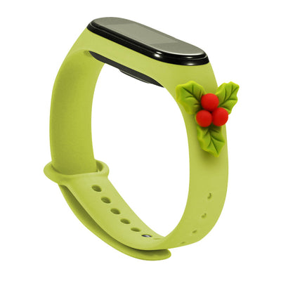 Strap Xmas for Xiaomi Mi Band 5 / 6 Christmas Silicone Strap Bracelet with Mistletoe - Green — Hurtel