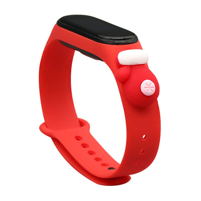 Strap Xmas for Xiaomi Mi Band 5 / 6 Christmas Silicone Strap Bracelet with Glove - Red — Hurtel