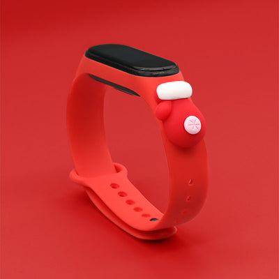 Strap Xmas for Xiaomi Mi Band 5 / 6 Christmas Silicone Strap Bracelet with Glove - Red — Hurtel
