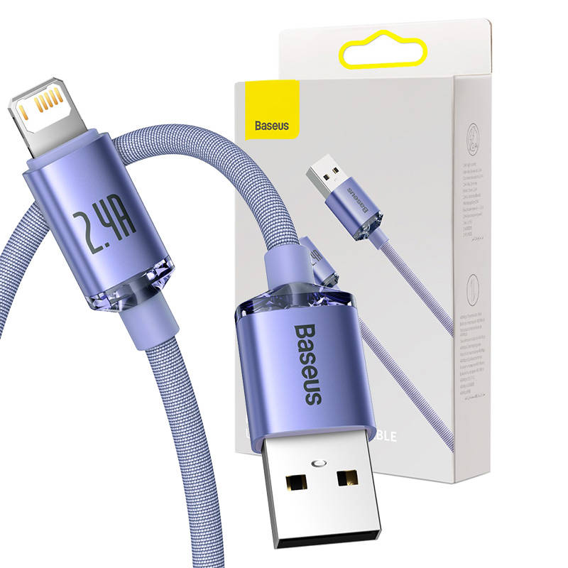Baseus Crystal Shine cable USB to Lightning, 2.4A, 2m (purple) - Image 1