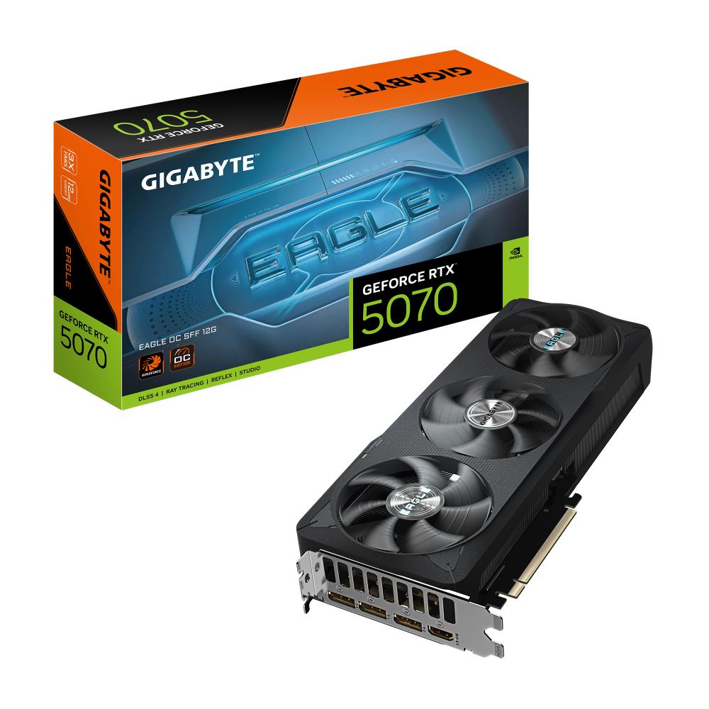 Graphics Card GIGABYTE NVIDIA GeForce RTX 5070 12 GB GDDR7 192 bit PCIE 5.0 16x GPU 2587 MHz Triple slot Fansink 1xHDMI 3xDisplayPort GV-N5070EAGLEOC-12GD