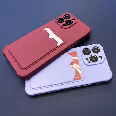 Card Armor Case Pouch Cover for iPhone 11 Pro Card Wallet Silicone Air Bag Armor Red — Hurtel