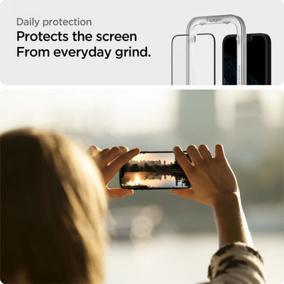 Spigen ALM Glass FC Tempered Glass for iPhone 13 / 13 Pro / 14 - Black