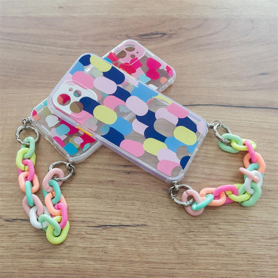 Color Chain Case gel flexible elastic case cover with a chain pendant for Samsung Galaxy S21 5G multicolour  (3) — Hurtel