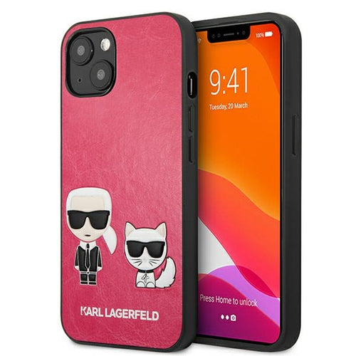 Karl Lagerfeld Ikonik Karl&amp;Choupette iPhone 13 mini case - fuchsia