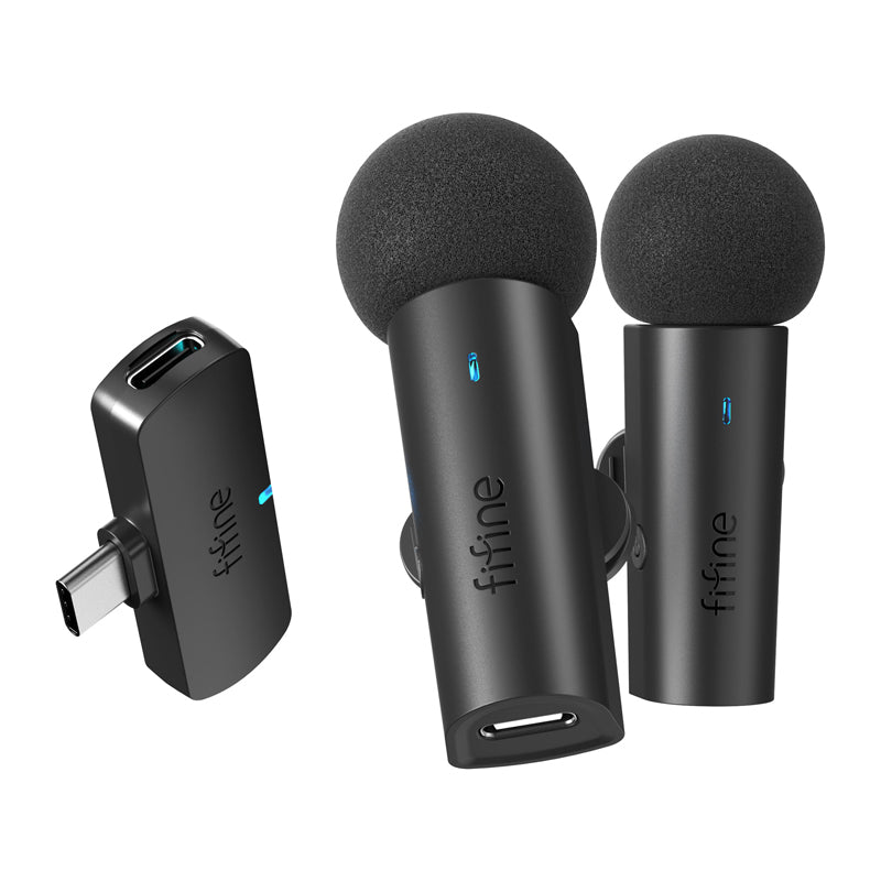 Fifine M8 wireless tie microphone set, 2pcs (black) - Image 2