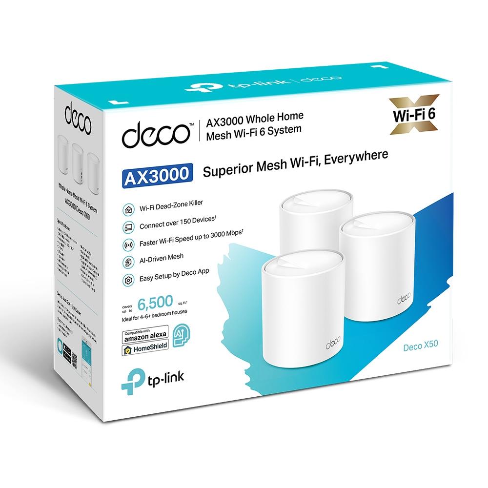 Wireless Router TP-LINK Wireless Router 3-pack 2900 Mbps Mesh Wi-Fi 6 3x10/100/1000M Number of antennas 2 DECOX50(3-PACK)