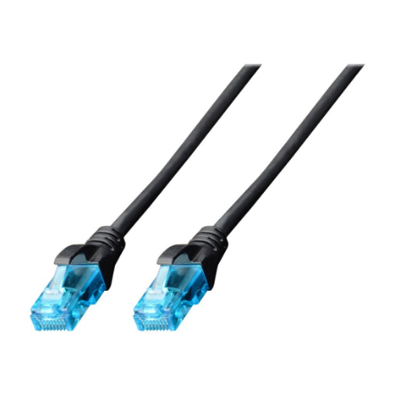 CAT 5e U-UTP | Patch cord | PVC AWG 26/7 | Boots with kink protection, strain relief and latch protection | Black | 3 m 