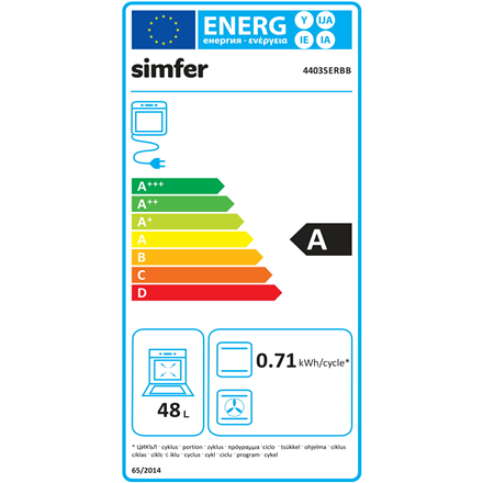 Simfer | Cooker | 4403SERBB | Hob type Gas | Oven type Electric | White | Width 50 cm | Depth 55 cm | Electronic ignitio