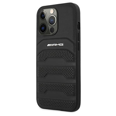 AMG AMHCP13XGSEBK iPhone 13 Pro Max 6,7" czarny/black hardcase Leather Debossed Lines — Mercedes