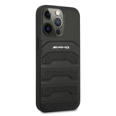 AMG AMHCP13XGSEBK iPhone 13 Pro Max 6,7" czarny/black hardcase Leather Debossed Lines — Mercedes