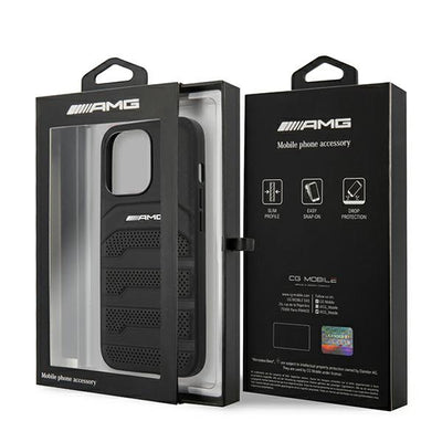 AMG AMHCP13XGSEBK iPhone 13 Pro Max 6,7" czarny/black hardcase Leather Debossed Lines — Mercedes