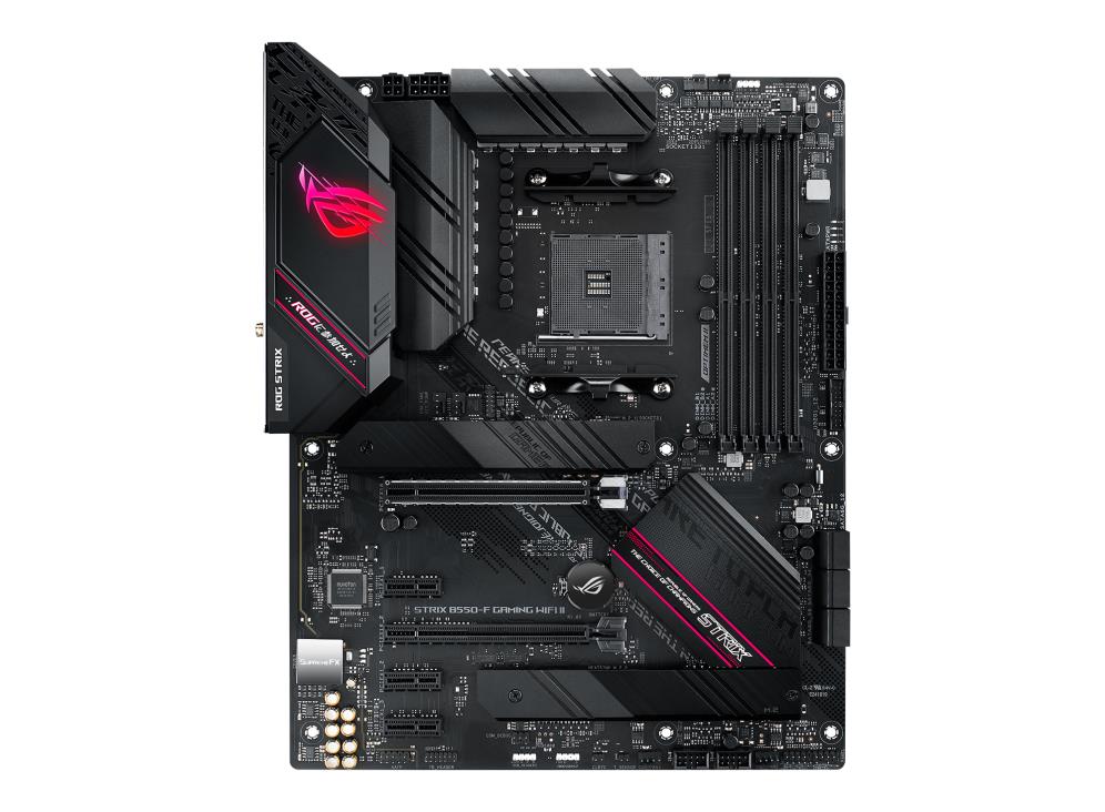 Mainboard ASUS AMD B550 SAM4 ATX Memory DDR4 Memory slots 4 3xPCI-Express 3.0 1x 1xPCI-Express 3.0 4x 1xPCI-Express 4.0 16x 2xM.2 1xHDMI 1xDisplayPort 2xAudio-In 3xAudio-Out 2xUSB 2.0 5xUSB 3.2 1xUSB type C 1xOptical S/PDIF 1xRJ45 2xRF-Out