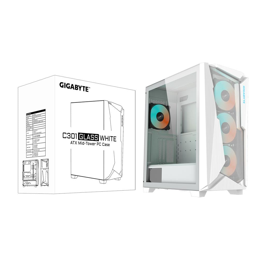 Case GIGABYTE ATX/micro ATX/Mini-ITX/EATX White Midi Tower PC C301GWV2ATX