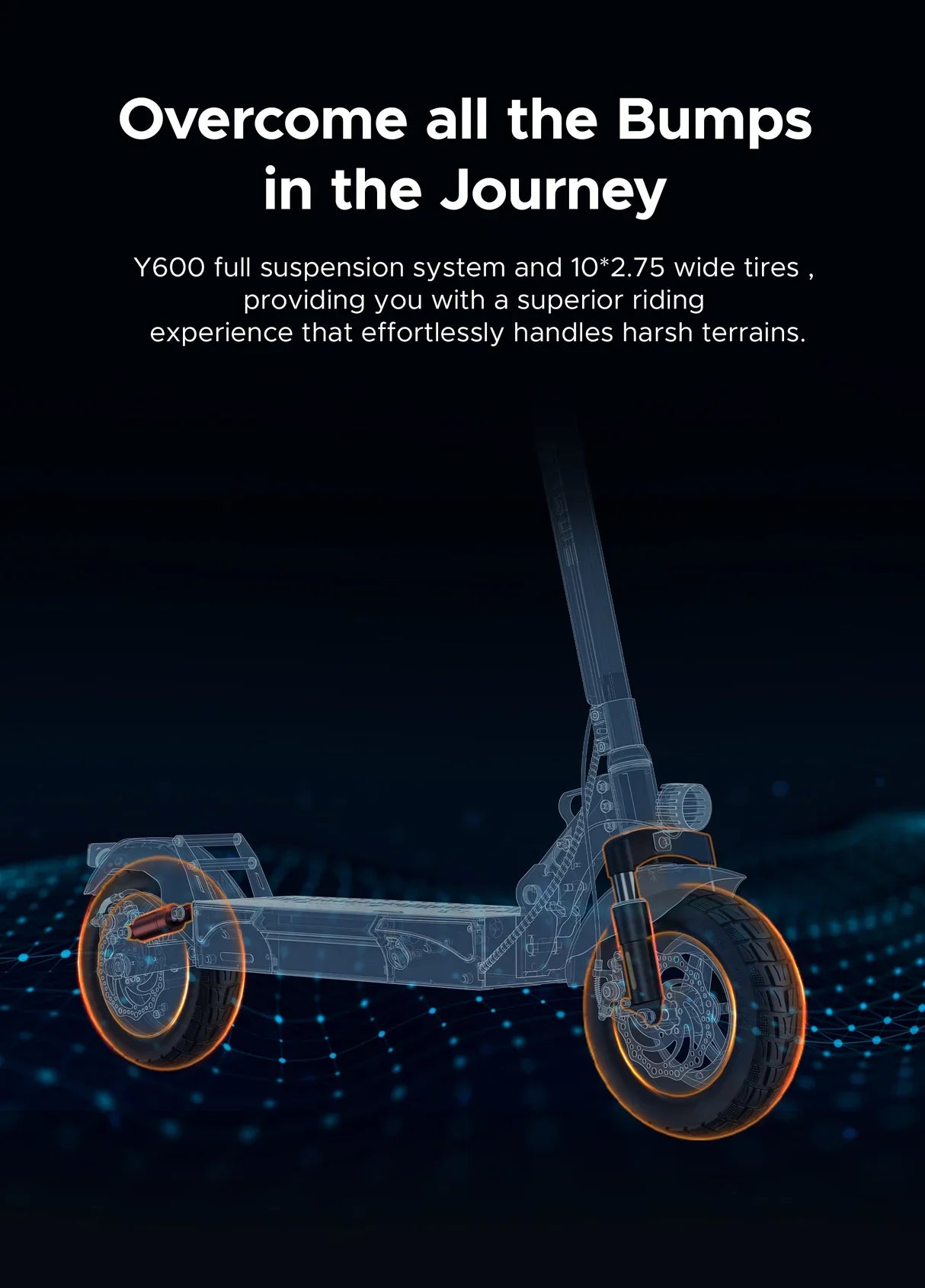 ENGWE Y600 Upgrade 10" Fat Tires 70KM Range Foldable Electric Scooter