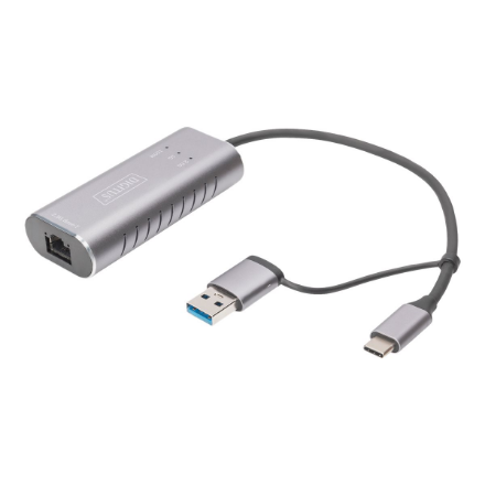 Digitus | USB Type-C Gigabit Ethernet Adapter 2.5G, USB-C + USB A (USB3.1/3.0) | DN-3028 | USB3.0/USB C 3.1 to 2.5G Ethe
