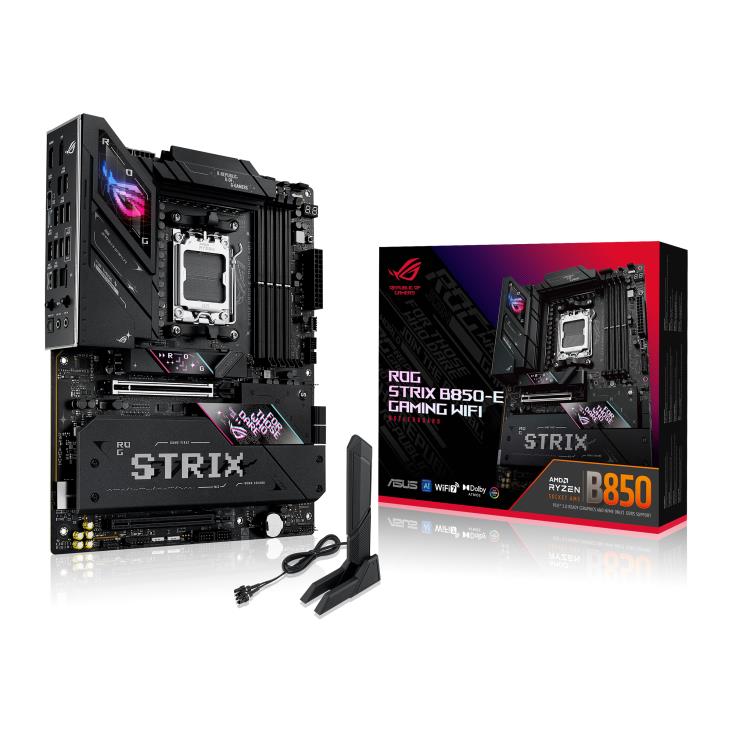 Mainboard ASUS AMD B850 SAM5 ATX Memory DDR5 Memory slots 4 1xPCI-Express 4.0 16x 1xPCI-Express 5.0 16x 5xM.2 1xHDMI 1xDisplayPort 6xUSB 2.0 6xUSB 3.0 3xUSB-C 1xOptical S/PDIF 1xRJ45 2xAudio port STRIXB850-EGAMINGWIFI