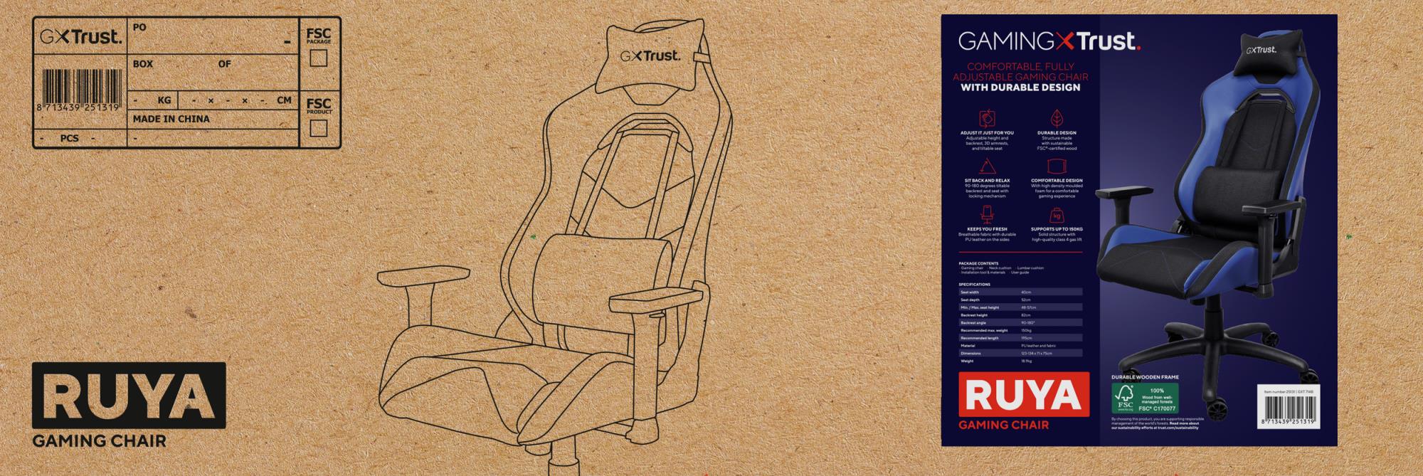 GAMING CHAIR GXT 714B RUYA/BLUE 25131 TRUST