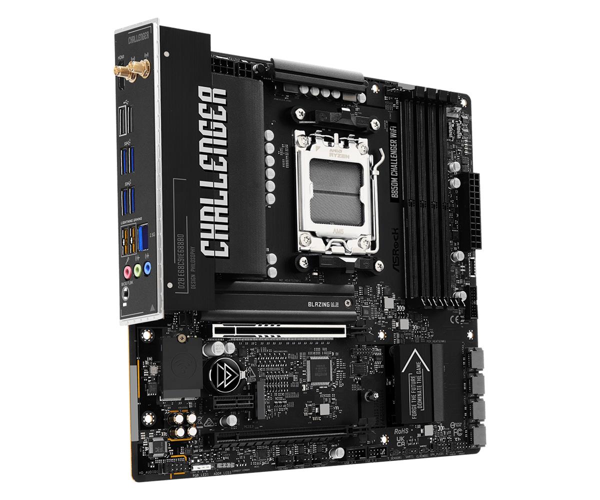 Mainboard ASROCK AMD B850 Socket AM5 micro ATX RAM DDR5-SDRAM 4xSlots Wi-Fi Yes Bluetooth Yes 1xNumber of M.2 (M) slots B850MCHALLENGERWIFI