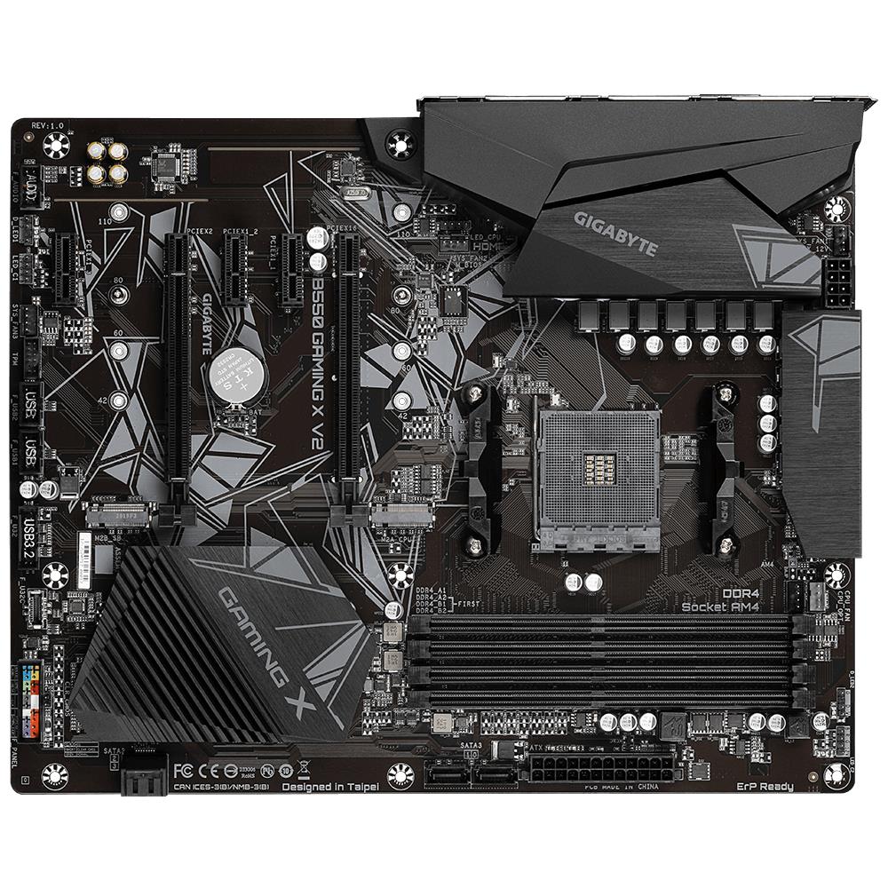 Mainboard GIGABYTE AMD B550 SAM4 ATX Memory DDR4 Memory slots 4 3xPCI-Express 3.0 1x 1xPCI-Express 3.0 2x 1xPCI-Express 4.0 16x 2xM.2 1xDVI-D 1xHDMI 2xAudio-In 1xAudio-Out 2xUSB 2.0 4xUSB 3.2 1xPS/2 1xRJ45 B550GAMINGXV21.3