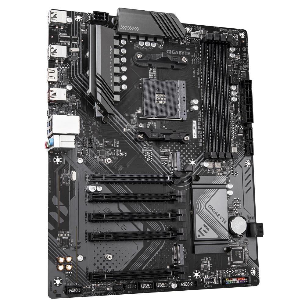 Mainboard GIGABYTE AMD B550 SAM4 ATX Memory DDR4 Memory slots 4 4xPCI-Express 3.0 1x 1xPCI-Express 4.0 16x 2xM.2 1xHDMI 4xUSB 2.0 1xUSB 3.2 type B 2xUSB 3.2 1xUSB-C 1xRJ45 3xAudio port B550EAGLE1.0
