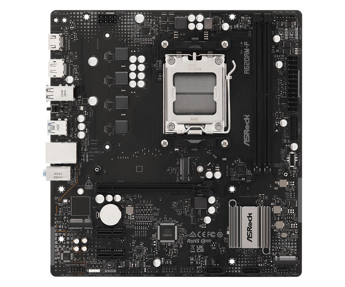 Mainboard ASROCK AMD A620A Socket AM5 micro ATX RAM DDR5-SDRAM 2xSlots 1xNumber of M.2 (M) slots A620AM-P