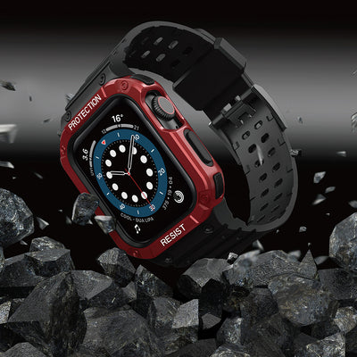 Protect Strap Band for Apple Watch 38/40/41mm Armored Case Strap - Black, Red — Hurtel