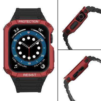 Protect Strap Band for Apple Watch 38/40/41mm Armored Case Strap - Black, Red — Hurtel