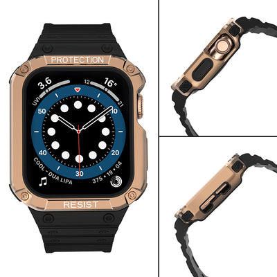 Protect Strap Band for Apple Watch 38/40/41mm Armored Case Strap - Black, Rose Gold — Hurtel