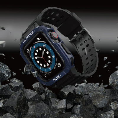 Protect Strap Band for Apple Watch 38/40/41mm Armored Case Strap - Black, Blue — Hurtel