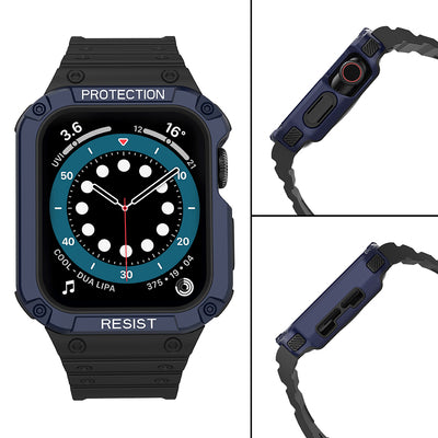 Protect Strap Band for Apple Watch 38/40/41mm Armored Case Strap - Black, Blue — Hurtel
