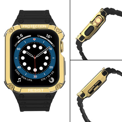 Protect Strap Band for Apple Watch 38/40/41mm Armored Case Strap - Black, Gold — Hurtel