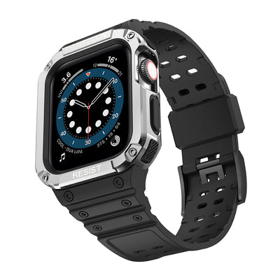 Protect Strap Band for Apple Watch 38/40/41mm Armored Case Strap - Black, Silver — Hurtel
